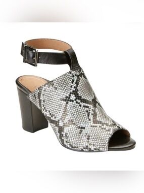 Vionic Orthotic Perk Kaia Black White Snakeskin Chunky Heel
Leather Sandals 8